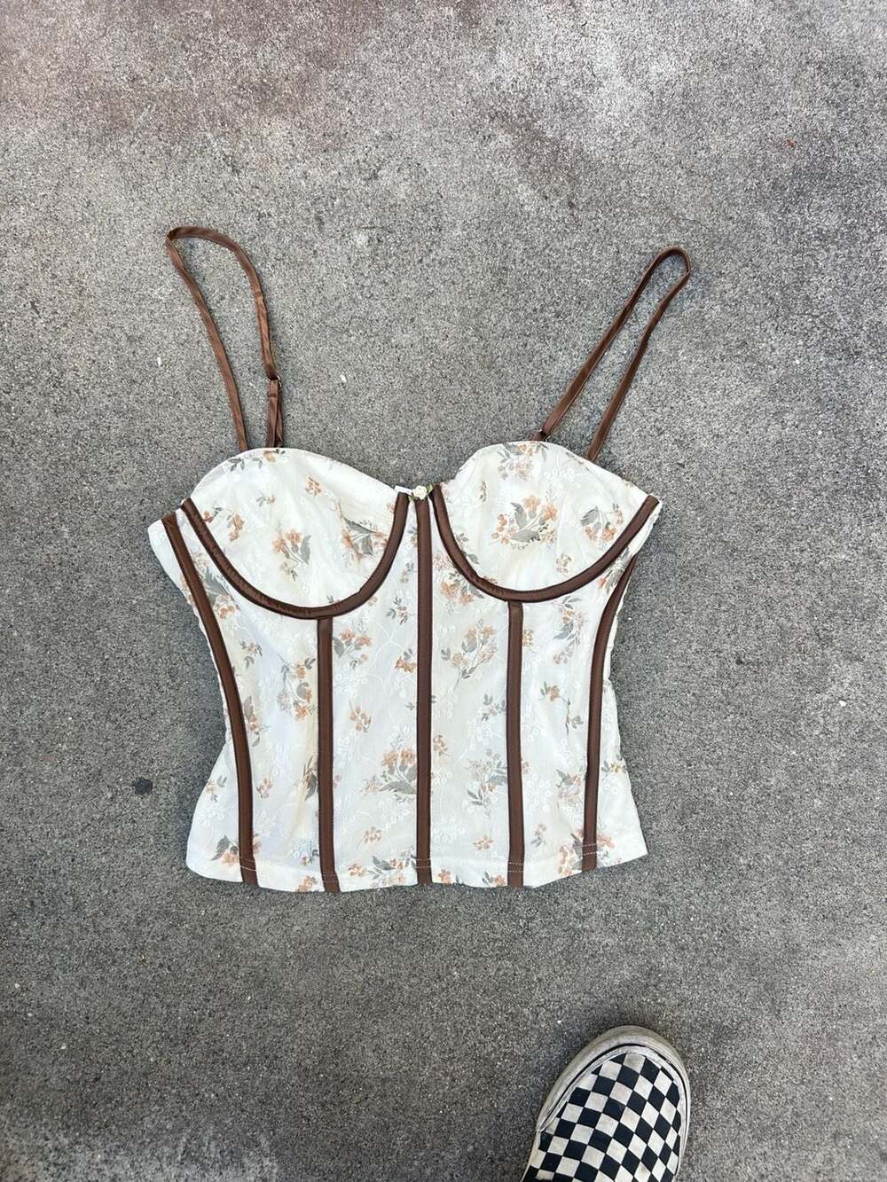 Y2K Lace Corset Bustier Top Floral